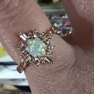 Elegant Opal and Diamond Ring